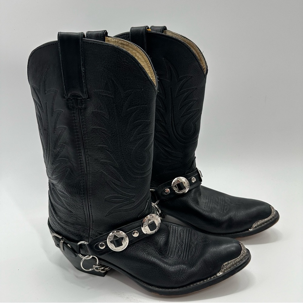 Durango Vintage Black Chain Western Cowboy Boots